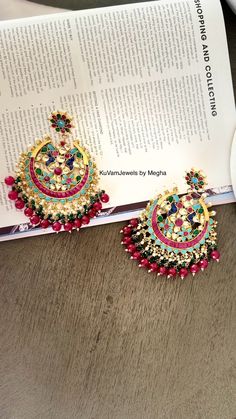 Statement pachi chandbali in premium quality with ruby beads colors of earrings torquise, emerald, sapphire, ruby truly a premium craftsmanship. Turquoise Kundan Chandbali Earrings, Jeweled Chandbali Temple Jewelry, Jeweled Chandbalis For Festivals, Heavy Ruby Chandbalis For Gift, Heavy Ruby Chandbalis As Gift, Festive Jeweled Fusion Chandbalis, Festive Fusion Jeweled Chandbalis, Festive Fusion Style Jeweled Chandbalis, Multicolor Fusion Style Chandbalis