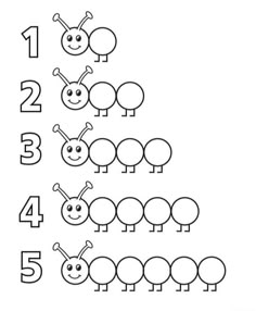 the number 1 to 5 worksheet for children with numbers and bugs on it