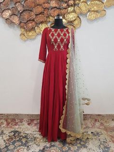 Enhance your ethnic wear ensemble with this maroon hand work Anarkali with contrasting mint color sequined dupatta. Color can be customized.Care:Dry Clean OnlyComposition:Georgette Bollywood Style Floor-length Salwar Kameez With Mirror Work, Embroidered Art Silk Maxi Length Dupatta, Embroidered Art Silk Maxi Dupatta, Embroidered Maxi Length Art Silk Dupatta, Semi-stitched Floor-length Kurta With Mirror Work, Floor-length Chinon Traditional Wear With Mirror Work, Floor-length Kundan Anarkali Set With Mirror Work, Bollywood Style Floor-length Kurta With Mirror Work, Diwali Floor-length Salwar Kameez With Mirror Work