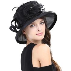 Material: Organza 100% Polyester. Sheer And Lightweight. - Size: Fit (21.3inch ~22.8inch) Head Circumference. - Flat-Size: Crown Depth: 3.94 Inch ,Brim Width: 4 Inch. Size: One Size Fits Most. Organza Hat For The Derby Day With Adjustable Inside Sizing Band Is Lightweight And Packable. Up To 23 Inches With Inner French Style Adjustable Band To Make It Smaller. Carefree Packable Organza Church Derby Hat: Easy Going Packable Organza Kentucky Derby Hat. New Style In This Spring And Fall, A Great Tr Elegant Black Cloche Hat For Summer, Black Cloche Hat For Beach In Spring, Summer Party Black Cloche Hat, Elegant Black Cloche Hat For The Beach, Black Short Brim Cloche Hat For Summer, Elegant Black Cloche Hat For Beach, Black Brimmed Cloche Hat For Summer, Black Wide Brim Cloche Hat For Summer, Fitted Sun Hat With Flat Brim