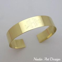 Wide Gold Cuff Bracelet - Monogram Cuff Monogrammed Cuff, Bracelet Wide, Unique Monogram, Monogram Earrings, Engraved Cuff, Monogram Bracelet, Gold Cuff Bracelet, Wide Cuff Bracelets, Monogram Jewelry