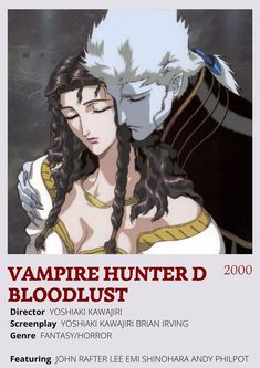 the vampire hunter bloodlust poster is shown with an image of a woman and a demon