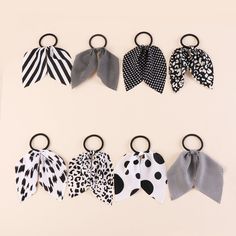 Black and White Casual   Cotton Blends Polka Dot Striped Plaid Scarf Hair Tie    Women Accessories Scarf Hair Tie, Knot Hair, Gloves Fashion, Scarf Hair, Diy Bow, Diy Hair Accessories, Girl Style, Polka Dot Print