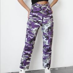 Excellent Quality Fitted Camouflage Jeans Casual Style, Casual Camouflage Cotton Jeans, Camouflage Cotton Jeans For Fall, Fall Camouflage Cargo Jeans, Casual Camouflage Jeans For Fall, Casual Purple Jeans With Pockets, Casual Purple Jeans, Spring Camouflage Denim Jeans, Casual Camouflage Jeans For Spring