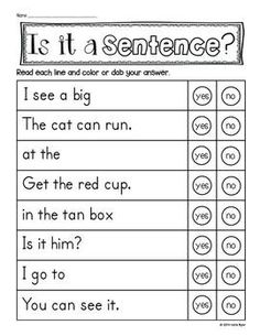 a worksheet with the words it's a sentence and an image of a dog