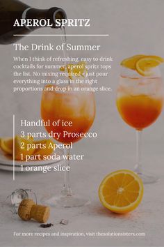 an info sheet describing how to drink aperoli spritz, the drink of summer