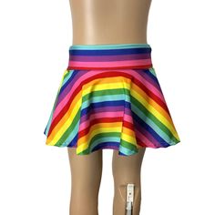 This child's striped rainbow skater skirt is made of high quality spandex. Your child will love the look of this colorful skirt! This is a true circle skirt. Skirt Costume, Skirt Circle, Colorful Skirt, Harley Quinn Costume, Colorful Skirts, Girls Skirts, Custom Shorts, Stripe Skirt, Rave Outfits