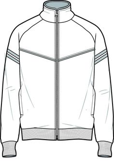 a drawing of a jacket with zippers on the shoulders and sleeves, front view