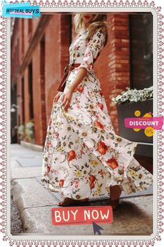 Women's Swing Dress Maxi Long Dress - 3/4 Length Sleeve Floral Flower Print Spring Summer Casual Hot Holiday Vacation Dresses Lantern Sleeve Ruffle White Maxi Long Dress, Holiday Vacation, Vacation Dresses, Dress Maxi, Lantern Sleeve, Spring Dress, Printed Sleeves, Floral Flower, Lantern Sleeves