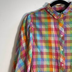 Vintage Liz Claiborne Cotton Blend Rainbow Plaid Long Sleeve Shirt - 14  | eBay Carrie Bradshaw Outfits, Rainbow Plaid, Plaid Long Sleeve Shirt, Vintage Liz Claiborne, Vintage Rainbow, Long Sleeve Plaid Shirt, Carrie Bradshaw, Liz Claiborne, Womens Clothing Tops