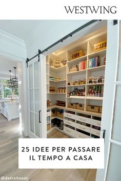 an instagram photo of a pantry with doors open