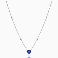 Effortlessly elegant 2.78ct heart shape sapphire prong set in 18k white gold chain with 8 round brilliant-cut diamonds, completed with lobster clasp. 2.78ct heart shape Ceylon Sapphire, GIA report 8 brilliant cut Diamonds 16 inches long 18k white gold chain Made to order - After placing your order, please allow up to 4 weeks for delivery. If you have any questions regarding this piece, contact us. Sapphire Heart Necklace, Define Your Style, White Gold Chain, Vintage Sapphire, Ceylon Sapphire, White Gold Chains, Sapphire Necklace, Blue Heart, Round Brilliant Cut Diamond