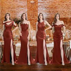 Rust Sexy Chic Silky Mismatched Soft Satin Mermaid Long Bridesmaid Dre Industrial Bridesmaid Dress, Luxury Chic Satin Dress For Bridesmaids, Luxury Satin Bridesmaid Dress For Prom, Luxury Elegant Bridesmaid Satin Dress, Luxury Chic Satin Bridesmaid Dress, Luxury Satin Bridesmaid Dress For Gala, Fall Bridesmaid Dresses Sposadresses, Copper Bridesmaids Dresses & Groomsmen, Rose Gold And Maroon Bridesmaid Dress Long