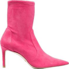 Elegant Pink Heels For Fall, Pink Fitted Ankle-high Heeled Boots, Elegant Pink Heeled Boots For Spring, Designer High Ankle Heels, Designer Fitted High Ankle Heels, Designer Fitted Boots With Pointed Toe, Pink Fitted High Ankle Boots, Pink Pointed Toe Heeled Boots For Fall, Chic Pink Boots Medium Width