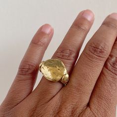 This shape is cast from a rock I found on the beaches of the Pacific Coast. The roundness and irregular shape envelop all the beauty that nature provides. Depending on casting, each rock will look completely unique with its own markings and character. Along the side of the ring, are hand-formed serpents. COMPOSITION 18K Recycled Gold 4 or 6 Ring Size Alternate sizes available upon request Wax Carving, Rare Stone, Dope Jewelry, Ring Shapes, Rock On, Exclusive Jewelry, Pacific Coast, Recycled Gold, Jewelry Inspo