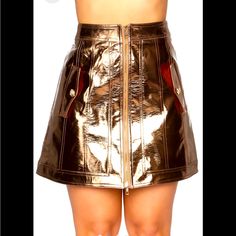 Beautiful Bomb Skirt That Sure To Turn Heads And Make Any Look Fierce! This Bronze Beauty Will Elevate Any Piece In The Wardrobe! Grab A Purse And Enjoy A Night Out With This Bombshell! Galaxy Skirt, Leather Skater Skirts, Red Pleated Skirt, Black Skater Skirts, Faux Suede Skirt, Skirt With Zipper, Pleated Tennis Skirt, Metallic Skirt, Leather Mini Skirt