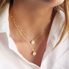 This Dainty Layered Necklace set of 2 is wonder for everyday wear. A perfect way to wear those special initials close to your heart or makes a wonderful gift! -Petite Disc 10mm - Choose 14kt Gold-Filled, Sterling Silver, or Rose Gold-Filled. -A high quality delicate link chain with a spring clasp. -Polished to a light satin finish. CUSTOM HAND STAMPING -Hand stamped just for you. -Your choice of font. -Can include numbers, a heart, + or & stamp. -These can also be left blank or hammered - Mo Initial Necklace Silver, Layered Necklace Set, Layer Necklace, Gold Necklace Women, Layered Necklace, Minimalist Necklace, Dainty Necklace, Personalized Necklace, Silver Roses