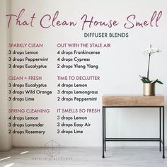 Clean House Smell, Essential Oil Diffuser Recipes, Oil Diffuser Recipes, Essential Oil Blends Recipes, Essential Oil Mixes, Living Essentials Oils, Diffuser Recipes, Essential Oil Diffuser Blends