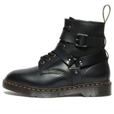 Dr. Martens Cristofor Leather Harness Lace Up Boots 'Black' 27485001 Black Moto Boots With Buckle Closure For Business, Black Business Boots With Buckle Closure, Black Moto Boots For Formal Winter Occasions, Winter Formal Black Moto Boots, Classic Black Moto Boots With Buckle Closure, Classic Black Moto Boots With Buckle, Black High-top Moto Boots With Leather Lining, Classic Black High-top Moto Boots, Classic Black Ankle-high Moto Boots