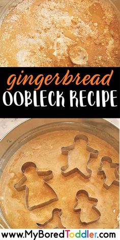 gingerbread cobble recipe in a pan with cookie cutters on the top and bottom