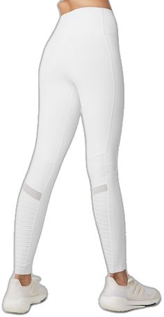 Functional White Stretch Pants, Modern White Stretch Bottoms, White High Stretch Activewear By Alo Yoga, Modern Fitted White Pants, Modern Fitted White Bottoms, White Compression Elastane Pants, Sporty White Fitted Pants, Sporty Fitted White Pants, Fresh Shop