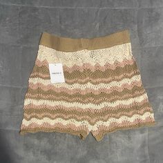 -Nwt -100% Cotton -Crochet Material -Beautiful Colors -Can Be Worn For Many Occasions Beige Summer Bottoms With Crochet Trim, Summer Beige Bottoms With Crochet Trim, Casual Spring Bottoms With Crochet Lace, Casual Crochet Bottoms For Spring, Spring Beige Bottoms With Crochet Trim, Beige Bottoms With Crochet Trim For Spring, Beige Crochet Trim Bottoms For Spring, Casual Crochet Lace Shorts For Spring, Fitted Beige Bottoms With Crochet Trim