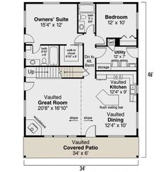 the floor plan for a small house with two bedroom and an attached living room area