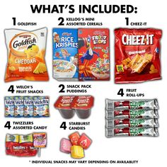 what's included in an assortment of snacks