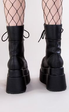 BEAR-265 Vegan Platform Boots-Demonia-Tragic Beautiful Platform Lace Up Shoes, Demonia Boots, Demonia Shoes, Black Vegan, Platform Heel, Chunky Platform, Us Man, Up Shoes, Platform Boots