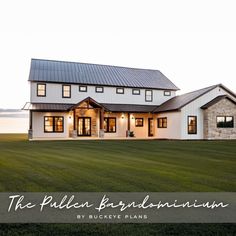 a large white house with the words the pullen foundation by buckeye plans