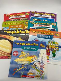 four children's books about the magic school bus and other things to do with them