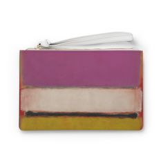 MARK ROTHKO - ABSTRACT-  VEGAN SAFFIANO PATTERN ART CLUTCH Modern Clutch For Daily Use, Modern Multicolor Rectangular Clutch, Modern White Clutch For Travel, Modern Pink Rectangular Clutch, Unique Clutch, Mark Rothko, Detail Art, Custom Art, Wrist Strap