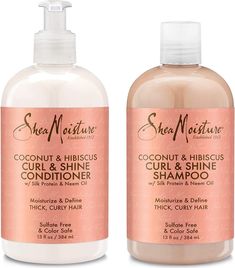 Shea Moisture Coconut & Hibiscus Curl & Shine Shampoo and Conditioner Set CURLY HAIR SHAMPOO: Sulfate free shampoo for color treated hair, curly hair or chemically treated hair. Deeply cleanse while smoothing with moisturizing coconut oil and silk proteins to leave hair healthy and shiny.  CURL & SHINE HAIR CONDITIONER: Use conditioner daily after shampooing to restore moisture without weighing hair down. Hair is more manageable with fewer tangles, knots, and snarls. Leaves hair soft with bouncy Shea Moisture Shampoo, Shea Moisture Coconut, Curly Shampoo, Coconut Hibiscus, Curl Shampoo, Biracial Hair, Good Shampoo And Conditioner, Shampoo And Conditioner Set, Shea Moisture