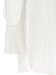 100% cotton Timeless Long Sleeve Cotton Blouse, Timeless Cotton Tops For Spring, Cotton Tops With Concealed Placket For Daywear, Timeless Cotton Tops With Button Cuffs, Elegant Cotton Tops With Concealed Placket, Elegant Cotton Top With Concealed Placket, Chic Cotton Shirt With Concealed Placket, Elegant Cotton Shirt With Shirttail Hem, Timeless White Cotton Blouse