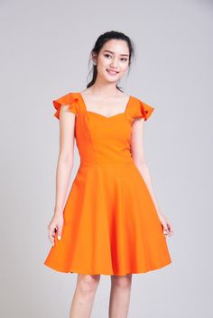 OLIVIA Orange Dress Orange Bridesmaid Dress Swing Dance | Etsy Orange Party Dress With Sweetheart Neckline, Flirty Sleeveless Orange Dress, Orange Fitted Dress With Sweetheart Neckline, Fitted Orange Dress With Sweetheart Neckline, Cute Orange Ruffled Dress, Cute Orange Mini Dress, Cute Orange Sleeveless Dress, Summer Orange Dresses With Fitted Bodice, Fitted Orange Dress With Ruffles