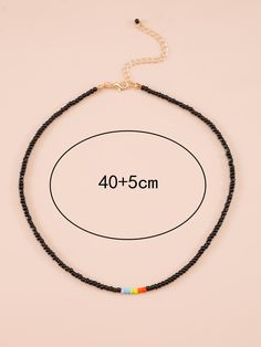 Color: Black Gender: Women Material: PMMA Quantity: 1 piece Style: Fashionable Details: Beaded Type: Beaded IN Length 15.7-17.7 This data was obtained from manually measuring the product, it may be off by 1-2 CM. Summer Beaded Necklace With Black Round Beads, Summer Black Beaded Round Necklaces, Trendy Black Beaded Necklace Gift, Black Round Bead Jewelry With Letter Details, Black Beaded Necklace For Beach With Tiny Beads, Trendy Black Beaded Necklaces For Party, Trendy Black Beads Necklace For Party, Beach Black Beaded Necklace With Tiny Beads, Trendy Black Beaded Choker Necklace