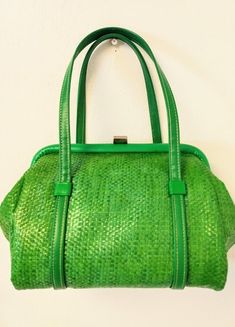 Vintage 1960s Green Mini Bag Handbag /Pocketbook/ Purse/ Small/ Mod MCM Rare Green Vintage Satchel For Everyday Use, Green Vintage Satchel For Travel, Vintage Green Everyday Satchel, Everyday Vintage Green Satchel, Vintage Satchel With Removable Pouch For Errands, Retro Green Shoulder Bag Satchel, Retro Green Shoulder Satchel, Vintage Green Shoulder Bag For Shopping, Vintage Green Bags For Errands