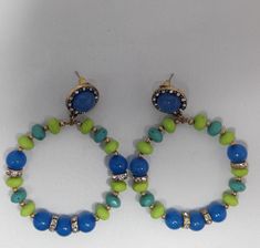 Blue/Green Large Gypsy Earrings Jewelry Blue, Large Earrings, Earrings Color, Inc International Concepts, Blue Green, Color Blue, Jewelry Earrings, Women Jewelry, Beads