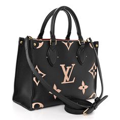 This is an authentic LOUIS VUITTON Empreinte Monogram Giant Onthego PM in Black and Beige. This limited edition tote is crafted of oversized versions of the classic Louis Vuitton monogram leather in black. The bag features black leather top handles and long strap handles. The top opens to a spacious red fabric interior with zipper and patch pockets. Red Textiles, Black Leather Top, Louis Vuitton Totes, Louis Vuitton Empreinte, Louis Vuitton Damier Azur, Black And Beige, Louis Vuitton Damier Ebene, Monogrammed Leather, Red Fabric