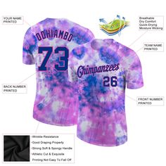 Custom Tie Dye Royal-Pink 3D Performance T-Shirt Beer Day, Orange Texas, Custom Ties, Pink Ties, Flag Colors, Tie Dye T Shirts, Logo Color, Powder Blue, Pink Ribbon