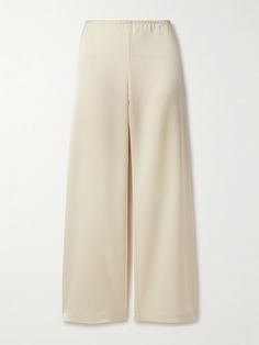 LESET's cream 'Barb' pants are designed with both comfort and style in mind. Cut from soft and fluid washed-satin, this high-rise pair falls to relaxed wide legs. They're an effortless match to the coordinating top. Winter Fashion Trends, Cream Trousers, Simplicity Fashion, Cream Pants, All Black Looks, Fashion Trends Winter, Exclusive Dress, Track Pant, Minimal Outfit