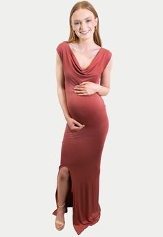 Cowl Neck Bridesmaid Dress Chic Fitted Ruched Maternity Dress, Elegant Stretch Maternity Dress With V-neck, Fitted Cowl Neck Midi Dress, Elegant Ruched Midi Maternity Dress, Elegant Ruched Midi Dress For Maternity, Ruched Maternity Midi Dress, Sleeveless Ruched Maternity Midi Dress, Elegant Ruched Maternity Dress With Stretch, Ruched Midi Dress For Maternity Wear