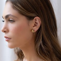 Forget Me Knot Earrings - Gold Plated | Oak & Luna Huggie Plug Earrings As Gift, Dainty Wrap Earrings, Elegant Huggie Plug Earrings As Gift, Fine Jewelry Drop Cartilage Earrings, Fine Jewelry Cartilage Drop Earrings, Gold-plated Yellow Gold Cartilage Earrings, Yellow Gold Pierced Cartilage Earrings, Elegant Huggie Earrings As A Gift For Her, Yellow Gold Pierced Ear Climbers