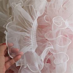 Pink 3D Ruffled Fabric Trim Organza Ruffle Trim Mesh Fabric | Etsy Lace Applique Diy, Organza Lace, Fabric Trimmings, Chiffon Flower, Embroidered Lace Fabric, Applique Wedding, Lyrical Dance, 3d Rose, Rose Lace