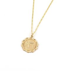 "Gold filled medallion Chai pendant on a gold filled chain - fancy scalloped design on gold filled chain - Chai means life or living in Hebrew - choose 16, 18\" or 20\" chain in options - see photo for chain choices - Pendant measures 21mm diameter" Necklace Fancy, Scalloped Design, Musical Gift, Guitar Gifts, Hartford Ct, Pendant Gold, Gold Filled Chain, Gold Pendant, Beautiful Earrings