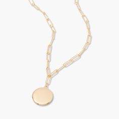 Need a beautiful way to keep a special memory close to your heart? This 14k gold covered elongated link locket is the necklace for you. Have your locket engraved with the initials of your or a loved one’s name. A timeless piece of jewelry that is a favorite with women of all ages that combines classic design with a modern edge. Available in 14k gold plated brass 3/4" locket 18" elongated link paperclip chain with 2" extender Lobster claw closure Made in the USA With engraving this item is FINAL Gold-tone Locket Necklace, Oval Link Locket Necklace For Anniversary, Gold Link Locket Jewelry, Elegant Personalized Oval Link Locket Necklace, Wedding Locket Necklace With Oval Link, Elegant Personalized Oval Locket Necklace, Modern Jewellery Design, S Name, Gift Kit