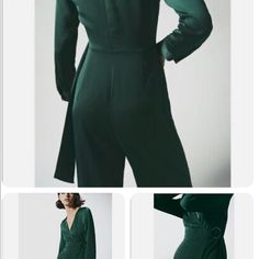 Zara Green Wrap Jumpsuit With Buckle V-Neck Long Sleeves Back Hidden In-Seam Zip Closure Color Green Size Small Wrap Jumpsuit, Green Wrap, Zara Jumpsuit, Green Jumpsuit, Zara Pants, Pant Jumpsuit, Jumpsuit Romper, Pants For Women, Jumpsuit