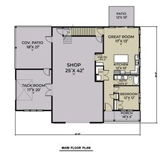 the main floor plan for a home with two bedroom and an attached living room area