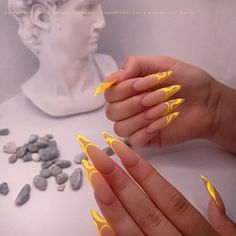 Nails Design 2022, Korean Nails, Classy Acrylic Nails, Acrylic Nails Coffin Short, Yellow Nails, Fire Nails, Funky Nails, Pretty Acrylic Nails