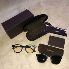 New In Box Tom Ford Glasses With Leather Magnetic Clip Sunglasses Lens. 49mm Square Blue Block Optical Glasses With Sunglasses Lens. Retails For $835 Elegant Wayfarer Sunglasses For Business, Elegant Wayfarer Sunglasses For Travel, Luxury Business Sunglasses With Square Frame, Luxury Black Sunglasses For Travel, Luxury Square Frame Sunglasses For Business, Elegant Square Frame Sunglasses For Travel, Luxury Square Frame Business Sunglasses, Black Sunglasses With Tinted Lenses As Gift, Black Sunglasses With Tinted Lenses For Gift